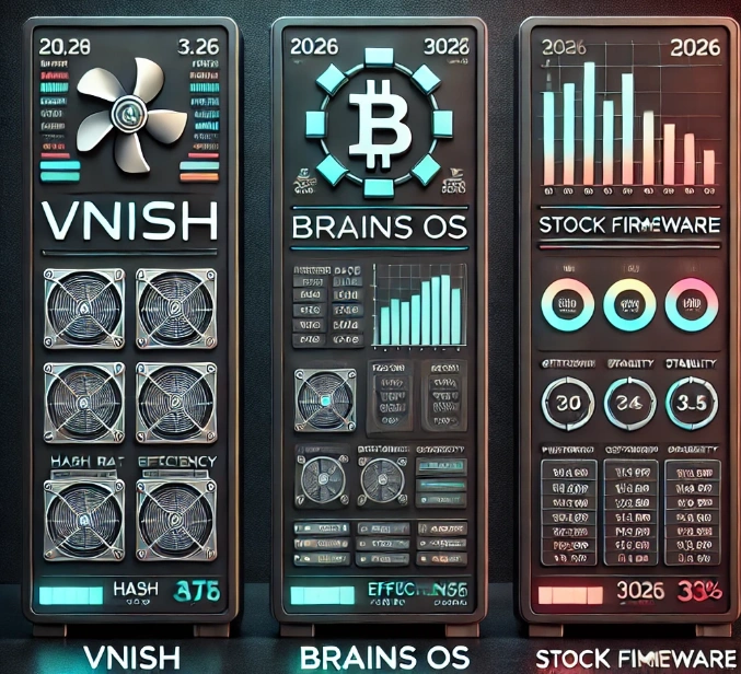 Подробное сравнение 2026 года: Vnish, Braiins OS и стандартная прошивка для Antminer