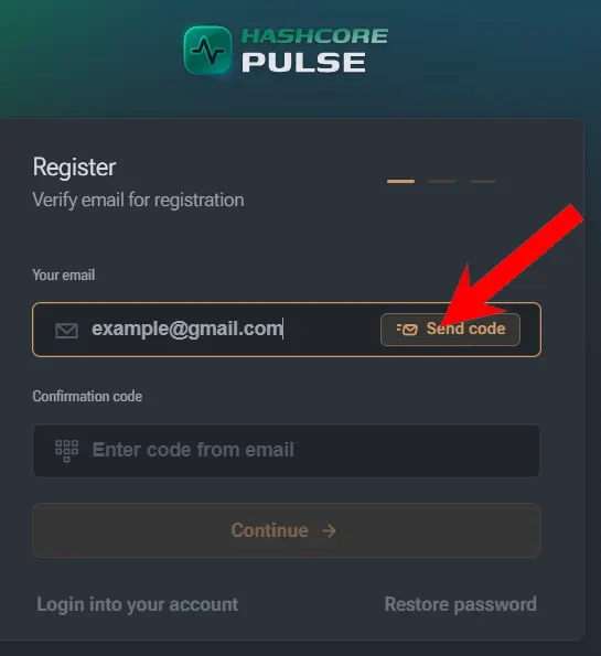 Регистрация в HashCore Pulse